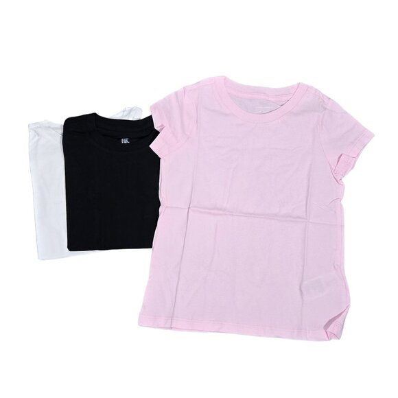 NIP | Girl's 3-Pack T-Shirts Pink Black White Crew Neck Short Sleeve Tees 4/5 - Picture 2 of 3